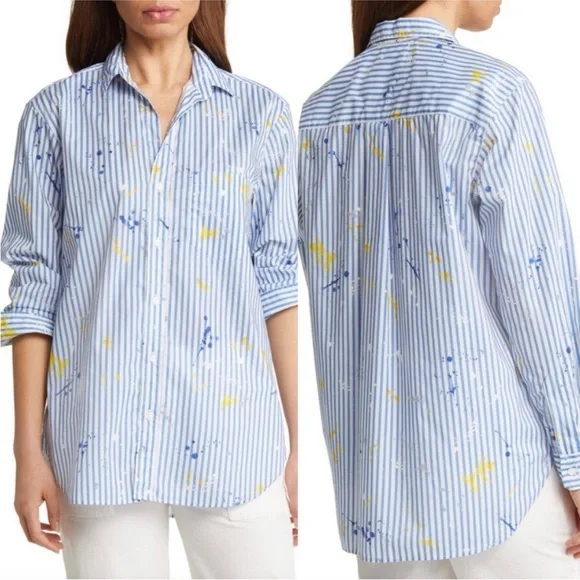 NWOT Frank & Eileen Joedy Boyfriend Paint Splatter Relaxed Button Up Shirt - Picture 6 of 6